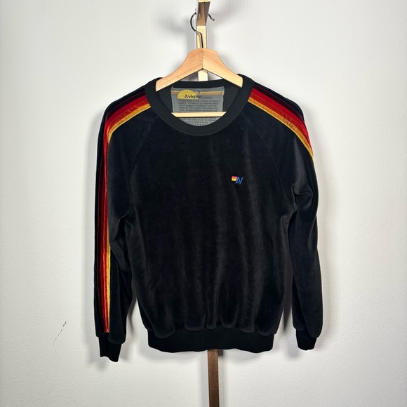 Aviator Nation Classic Velvet Black Sweatshirt with Yellow Accents Small - Picture 2 of 6
